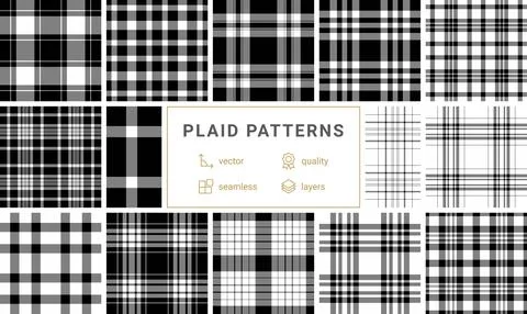 Geometric plaid and checkered patterns designed for textile and fabric use,.. Stock Illustration
