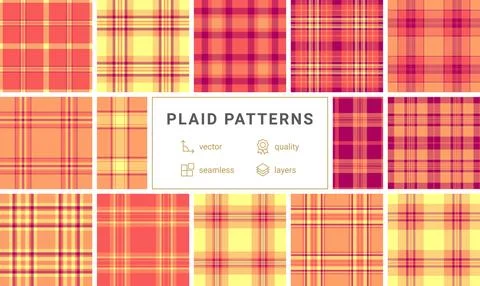 Geometric plaid pattern collection in bold colors, ideal for textile, cloth.. Stock Illustration