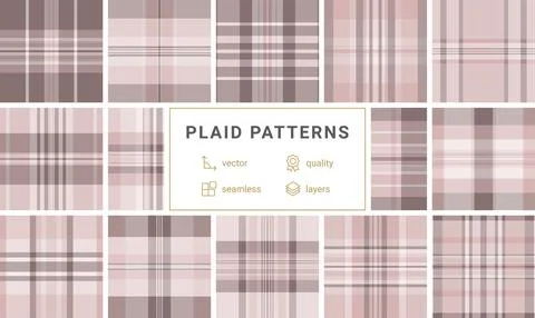 Geometric plaid patterns in trendy colors, great for textile designs, fabri.. Stock Illustration