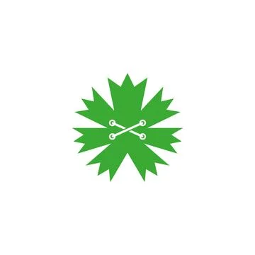 Geometric plane leaf stitched in the middle. Vector Illustrazione stock