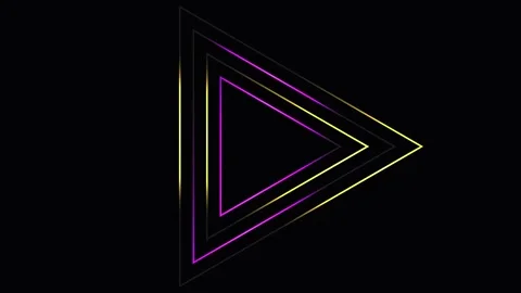 Geometric Play Button Animation with Neon Glow and Smooth Motion on Black B.. Stock Footage 343419633