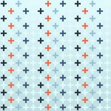 Geometric Plus Sign Pattern Background with Minimalist Colorful Cross Symbo.. Stock Illustration