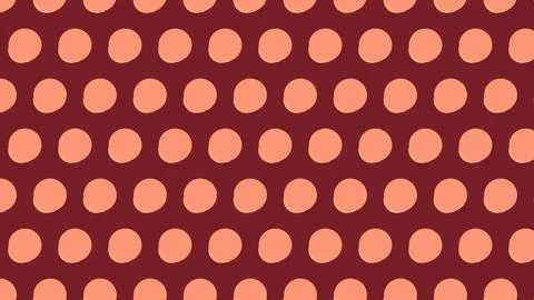 Geometric polka dot pattern maroon background peach circles seamless texture Stock Illustration