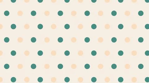 Geometric polka dot pattern with teal and beige circles on white background Stock Illustration