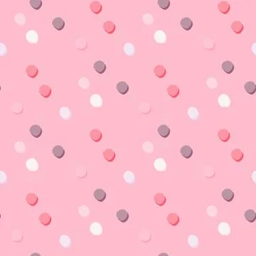 Geometric polka dot seamless pattern. White, rozy and purple elements on pink イラスト素材