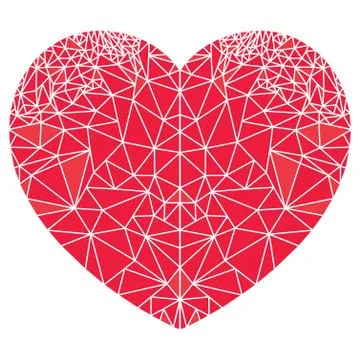 Geometric  polyart  heart shape inspired by Scandinavian style in red Illustrazione stock