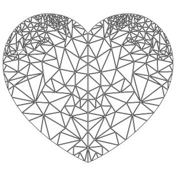 Geometric  polyart  heart shape inspired by Scandinavian style in black Stock Illustration