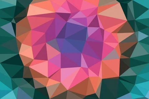 A geometric polygon abstract background with pink, purple, and teal facets,.. Illustrazione stock