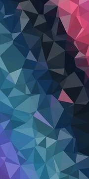 A geometric polygon abstract pattern blends blue, teal, and pink tones, cre.. Stock Illustration