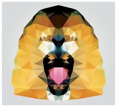 Geometric polygon lion head roaring, pattern design Stock Illustration