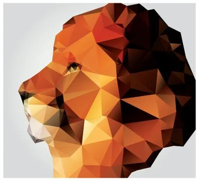 Geometric polygon lion head, triangle pattern Stock Illustration