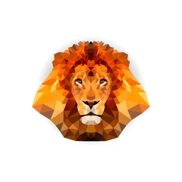 Geometric polygon lion head in triangle style, vector illustration Illustrazione stock