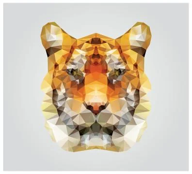 Geometric polygon tiger head, triangle pattern design, vector illustration Illustrazione stock