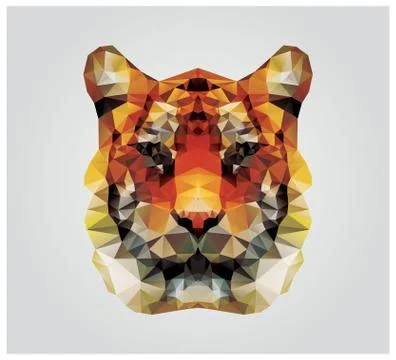 Geometric polygon tiger head, triangle pattern design, vector illustration Stock Illustration