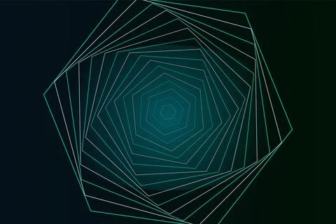 Geometric polygon tunnel pattern with green lines creating modern abstract .. 스톡 일러스트