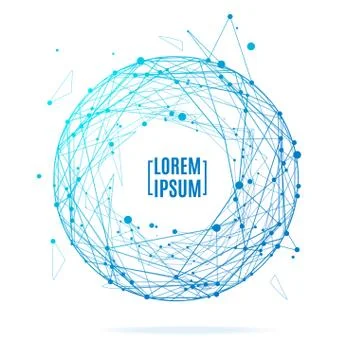 Geometric Polygonal Abstract Sphere with Dot and Line Frame. Vector Stock Illustration