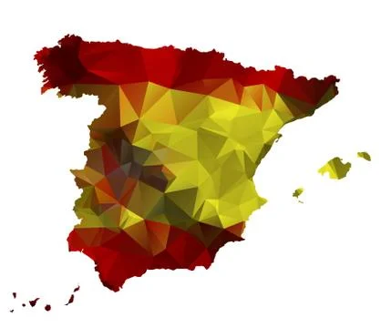 Geometric polygonal design map of Spain. Raster version Stock Illustration