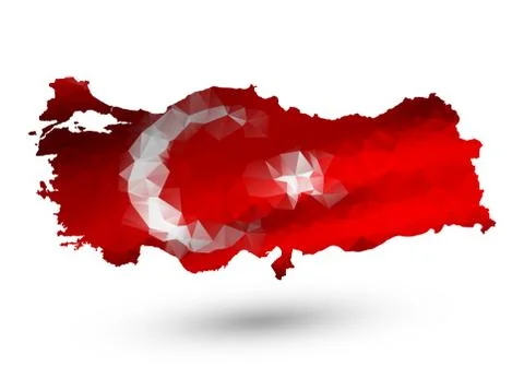 Geometric polygonal design map of Turkey. Raster version Stock Illustration
