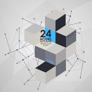 Geometric Polygonal Elements. Scientific Future Technology Concept. Illustrazione stock