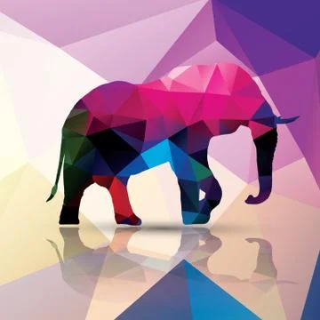 Geometric polygonal elephant, pattern design, vector illustration Stock Illustration