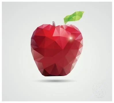 Geometric polygonal fruit, triangles, apple, vector illustration Stock Illustration