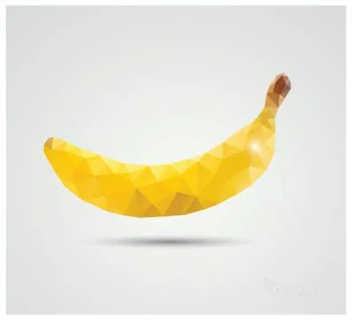 Geometric polygonal fruit, triangles, banana, vector illustration Stock Illustration