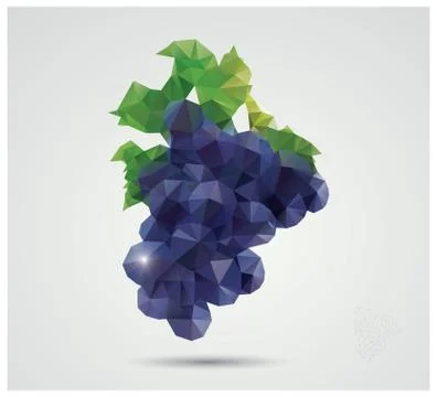 Geometric polygonal fruit, triangles, grapes, vector illustration Stock Illustration