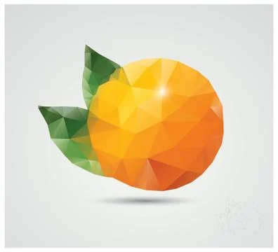 Geometric polygonal fruit, triangles, orange, vector illustration Stock Illustration