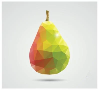 Geometric polygonal fruit, triangles, pear, vector illustration Stock Illustration