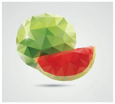 Geometric polygonal fruit, triangles, watermelon, vector illustration Stock Illustration