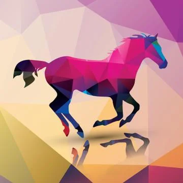 Geometric polygonal horse, pattern design, vector illustration Stock Illustration