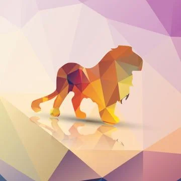 Geometric polygonal lion, pattern design, vector illustration Stock Illustration