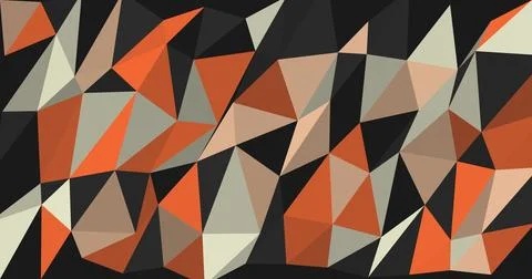 Geometric polygonal pattern background in orange, grey and beige tones, abs.. Illustrazione stock