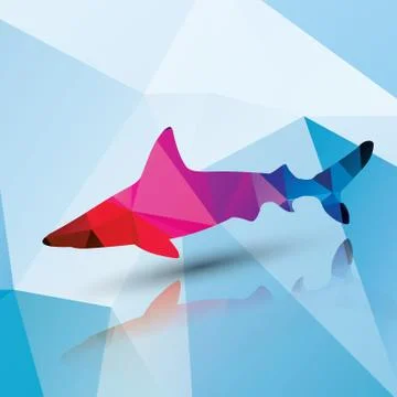 Geometric polygonal shark, pattern design, vector illustration Stock Illustration