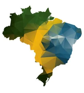 Geometric polygonal style map of Brazil Stockillustratie