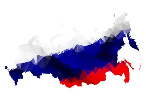 Geometric polygonal style map of Russian Federation with Crimea.Raster versio イラスト素材