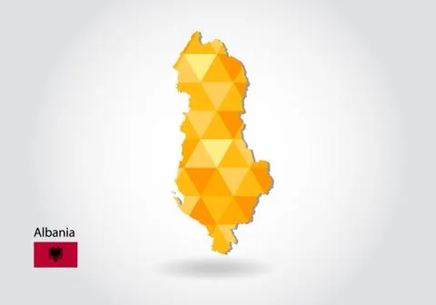 Geometric polygonal style vector map of albania. Low poly map of albania. Col Illustrazione stock