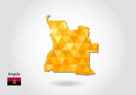 Geometric polygonal style vector map of angola. Low poly map of angola. Color Stock Illustration