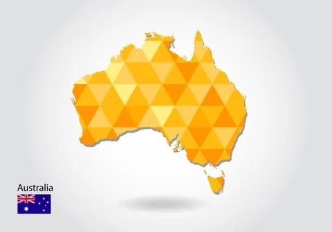 Geometric polygonal style vector map of australia. Low poly map of australia. Stock Illustration