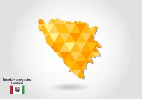 Geometric polygonal style vector map of bosnia Herzegovina Cantons. Low poly  イラスト素材