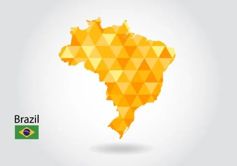 Geometric polygonal style vector map of Brazil. Low poly map of Brazil. Color Ilustración de archivo