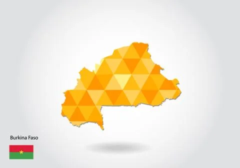 Geometric polygonal style vector map of burkina Faso. Low poly map of burkina Stock Illustration