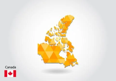 Geometric polygonal style vector map of canada. Low poly map of canada. Color Stock Illustration