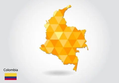 Geometric polygonal style vector map of colombia. Low poly map of colombia. C Stock Illustration