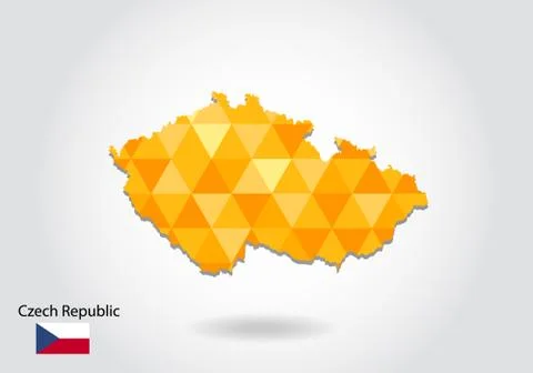 Geometric polygonal style vector map of czech Republic. Low poly map of czech Stock Illustration