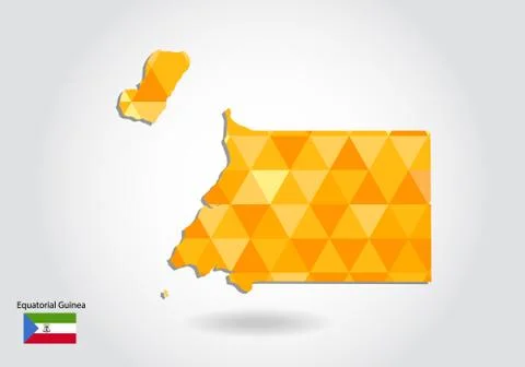 Geometric polygonal style vector map of equatorial Guinea. Low poly map of eq Stock Illustration