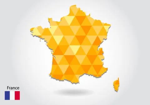 Geometric polygonal style vector map of france. Low poly map of france. Color Illustrazione stock