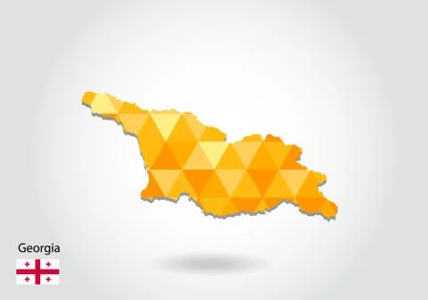 Geometric polygonal style vector map of georgia. Low poly map of georgia. Col Stock Illustration