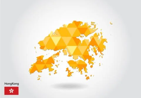 Geometric polygonal style vector map of hong Kong. Low poly map of hong Kong. Stock Illustration