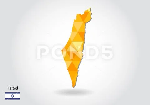 Geometric polygonal style vector map of israel. Low poly map of israel ...
